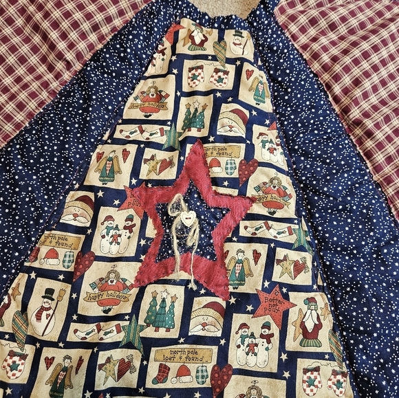 Handmade Country Quilted‎ Patchwork Star Blocks Christmas Tree Skirt V31 - Picture 3 of 8